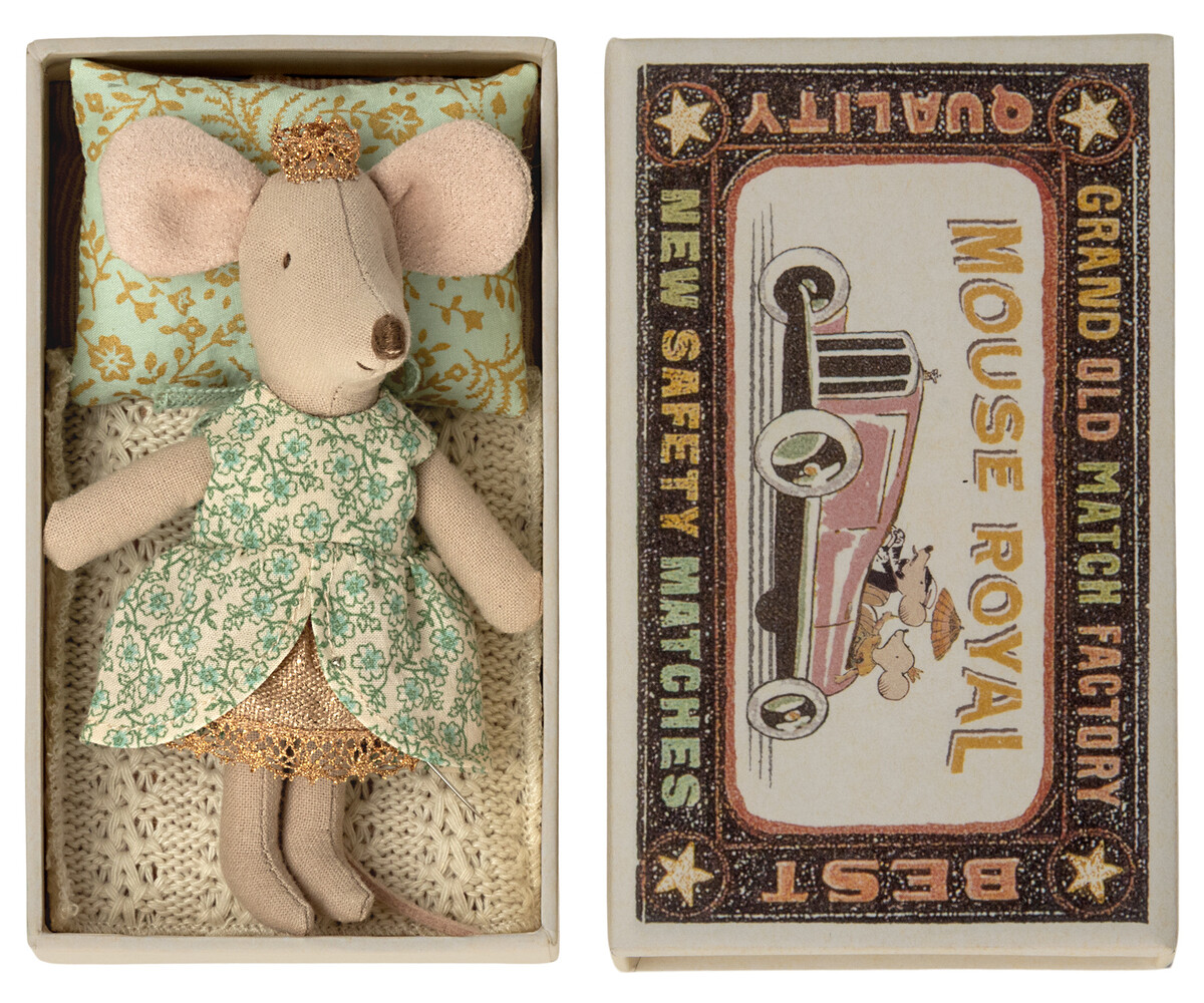 Maileg Princess mouse, Little sister in matchbox Maileg Princess mouse, Little sister in matchbox