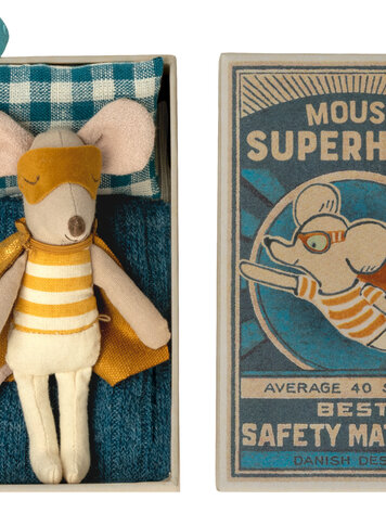 Maileg Super hero mouse, little brother in matchbox