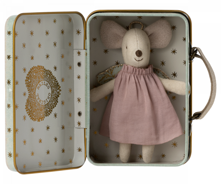 Maileg Angel mouse in suitcase