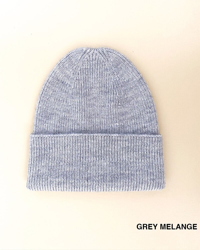 Hvid Beanie Fonzie NEWBORN - Grey Melange