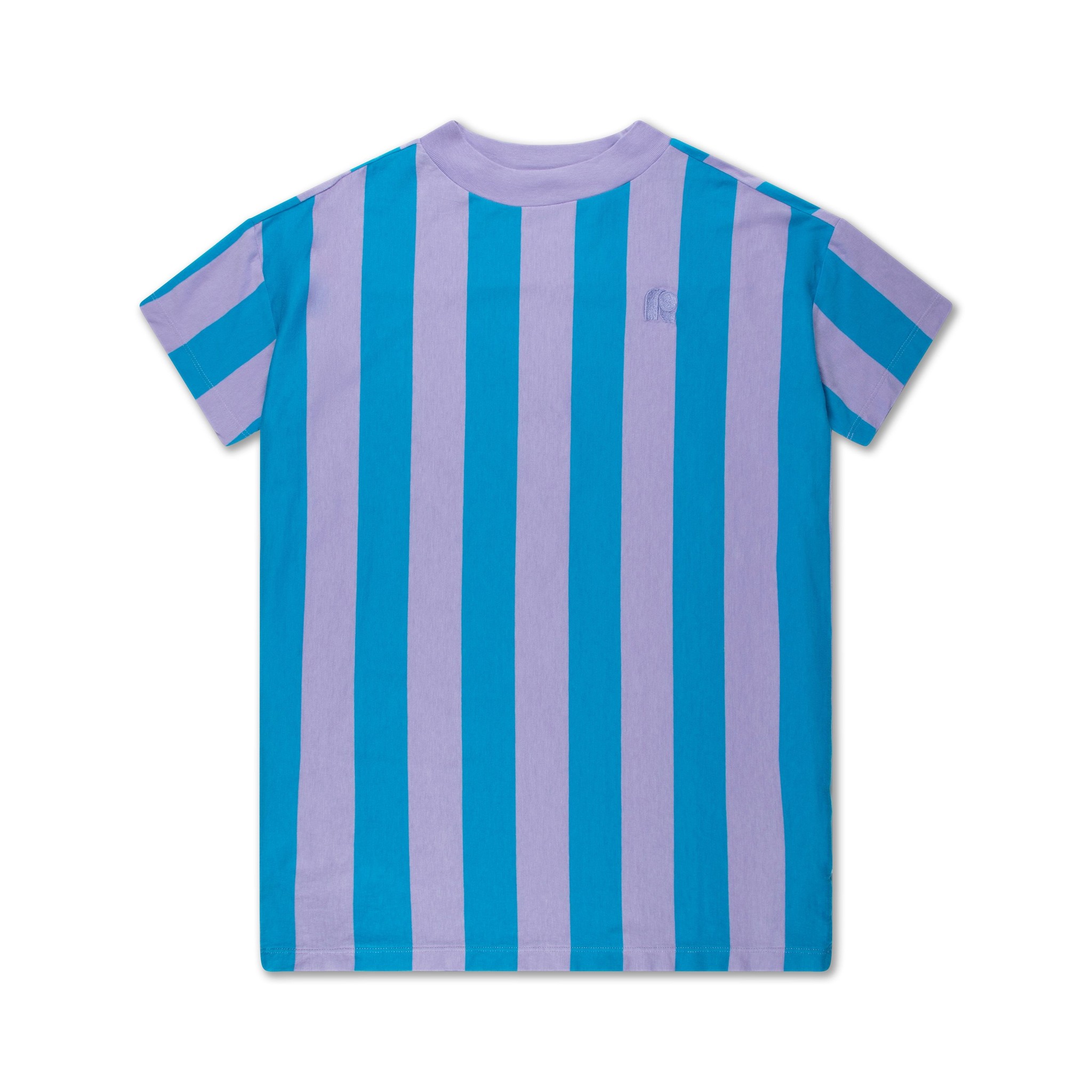 49. tee shirt dress - bright blue block stripe - Milck