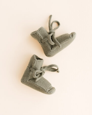 Hvid babyslofjes van merinowol groen Hvid babyslofjes van merinowol groen