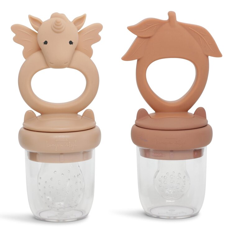 Konges Slojd SILICONE FRUIT FEEDING PACIFIER UNICORN ROSE SAND/BROWN CLAY