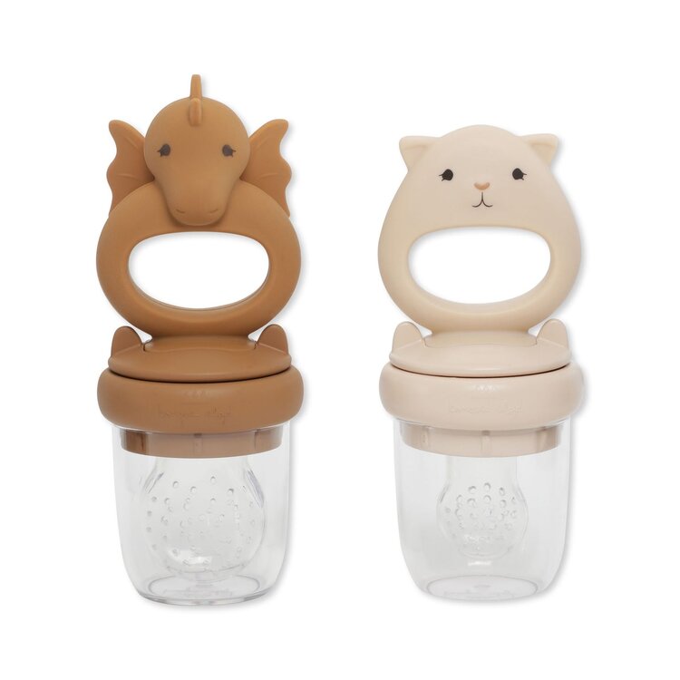 Konges Slojd SILICONE FRUIT FEEDING PACIFIER DRAGON CARAMEL/SUNKISS