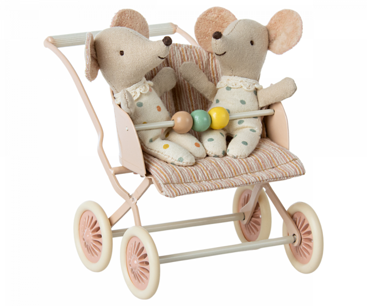 Maileg Stroller baby mice - rose
