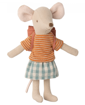 Maileg Tricycle mouse Big sister w. Bag - old rose Maileg Tricycle mouse Big sister w. Bag - old rose