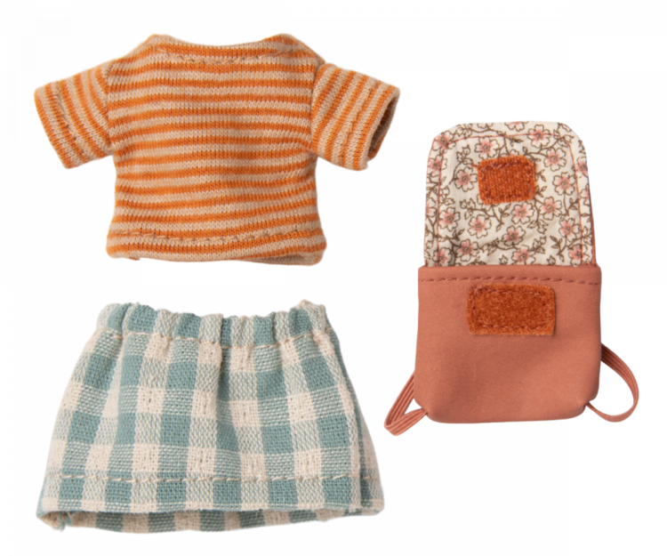 Maileg Tricycle mouse Big sister w. Bag - old rose