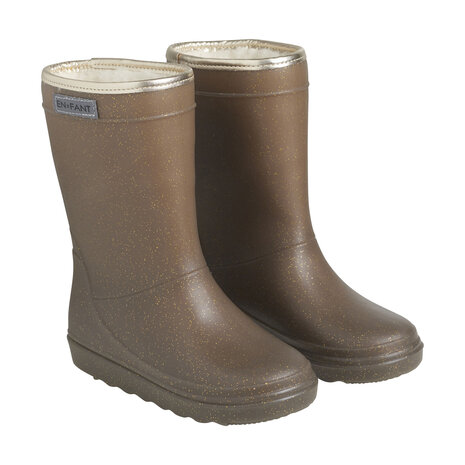 Gevoerde regenlaarzen thermo boots glitter 2502 Chocolate Chip Milck