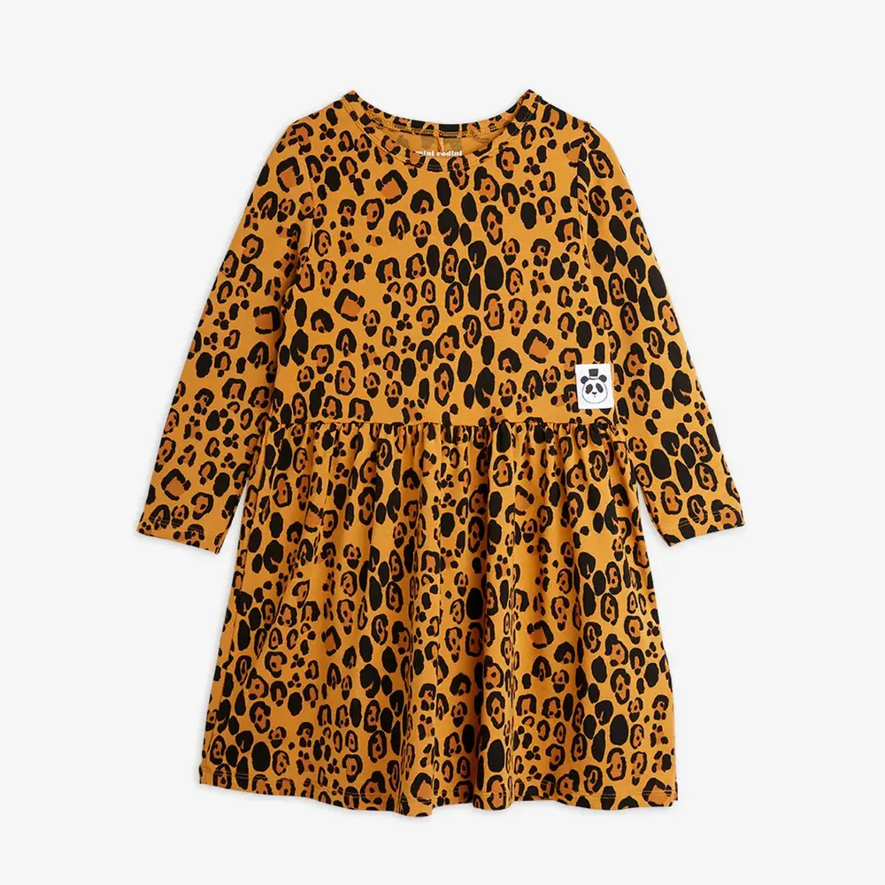 Mini Rodini Basic long sleeve leopard dress Mini Rodini Basic long sleeve leopard dress