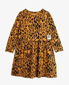 Mini Rodini Basic long sleeve leopard dress Mini Rodini Basic long sleeve leopard dress