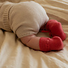 Hvid babyslofjes van merinowol roze Hvid babyslofjes van merinowol roze