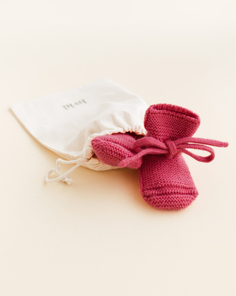 Hvid babyslofjes van merinowol roze Hvid babyslofjes van merinowol roze