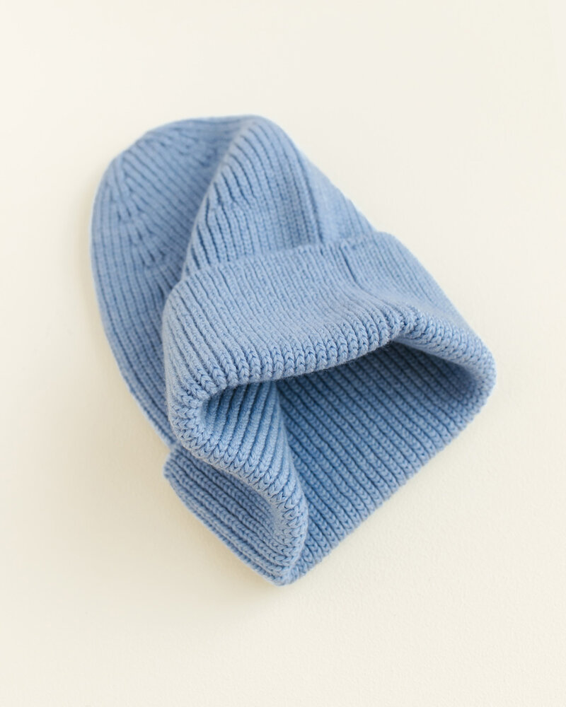 Hvid Beanie Fonzie KIDS - Light Blue Hvid Beanie Fonzie KIDS - Light Blue
