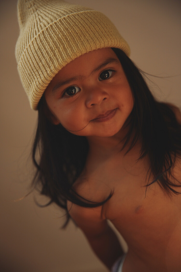 Hvid Beanie Fonzie KIDS - Light Yellow - muts