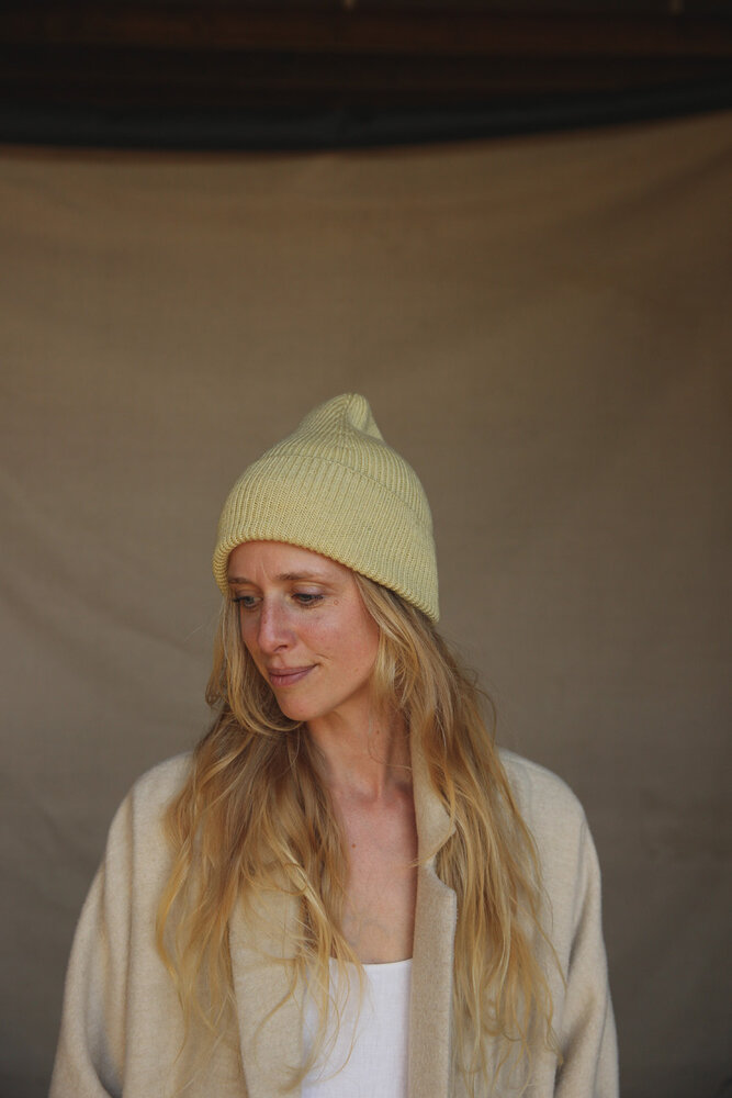 Hvid Beanie Fonzie ADULT - Light Yellow - muts Hvid Beanie Fonzie ADULT - Light Yellow - muts