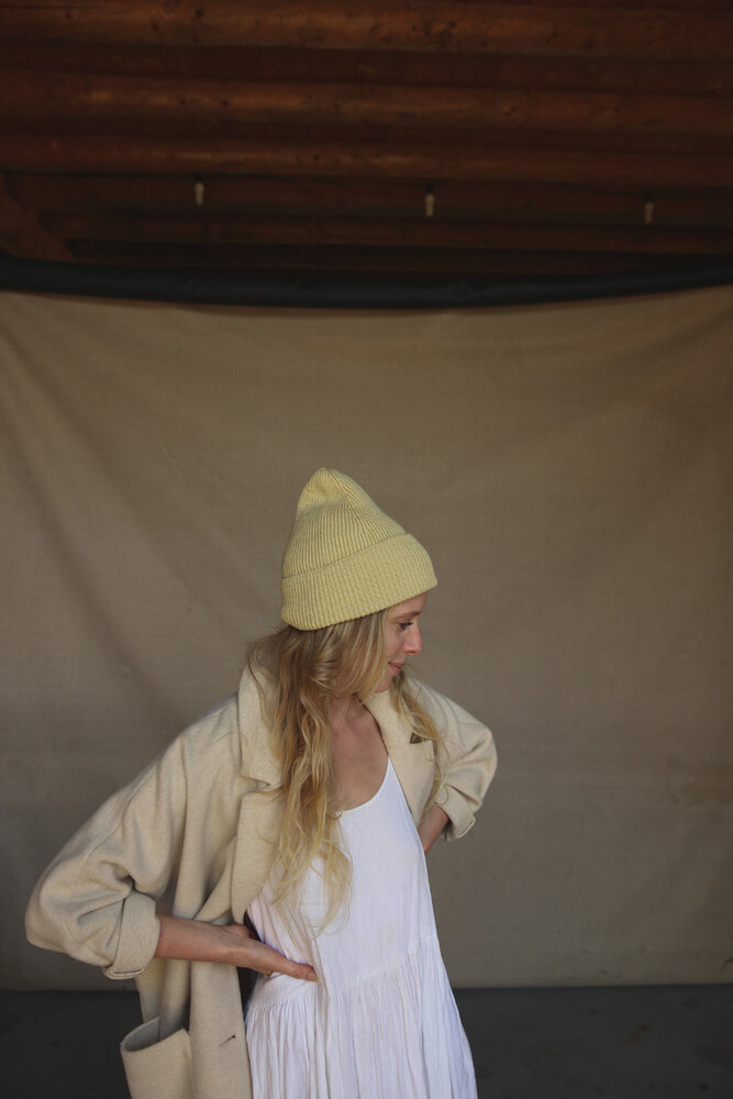 Hvid Beanie Fonzie ADULT - Light Yellow - muts Hvid Beanie Fonzie ADULT - Light Yellow - muts