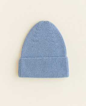 Hvid Beanie Fonzie ADULT - Light Blue