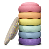 Stapelstein Original Rainbow Set van 6 + Balance Board - Pastel Stapelstein Original Rainbow Set van 6 + Balance Board - Pastel