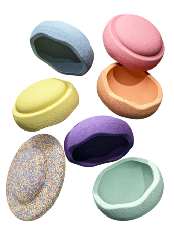 Stapelstein Original Rainbow Set van 6 + Balance Board - Pastel Stapelstein Original Rainbow Set van 6 + Balance Board - Pastel