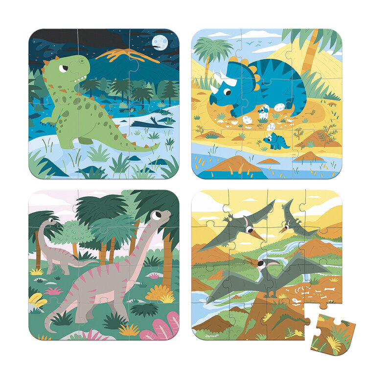 Janod Janod Puzzel - 4 puzzels Dinosaurus