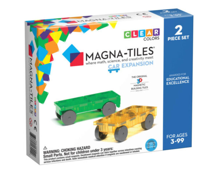 Magna Tiles Cars uitbreidingsset 2 stuks groen & geel