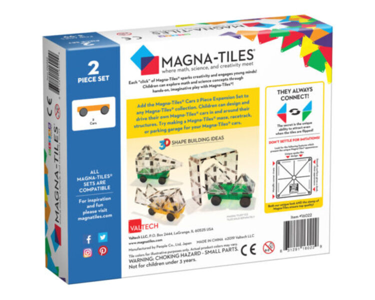 Magna Tiles Cars uitbreidingsset 2 stuks groen & geel