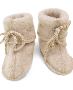 Engel Natur Wol fleece babyslofjes - sand melange Engel Natur Wol fleece babyslofjes - sand melange