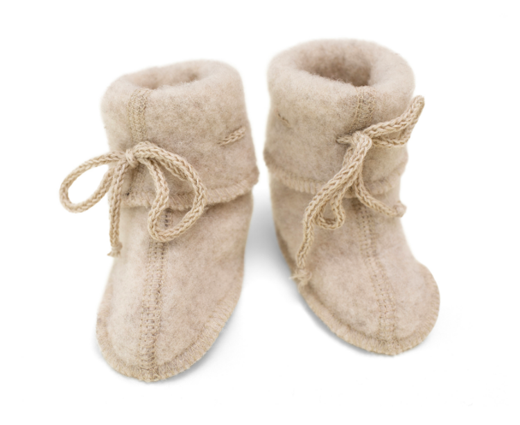 Engel Natur Wol fleece babyslofjes - sand melange