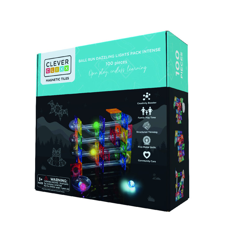Cleverclixx Knikkerbaan ball run dazzling lights pack intense 100 stuks