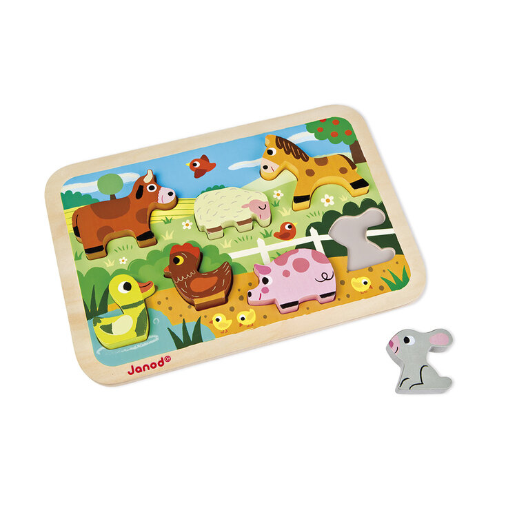 Janod Chunky puzzel op de boerderij