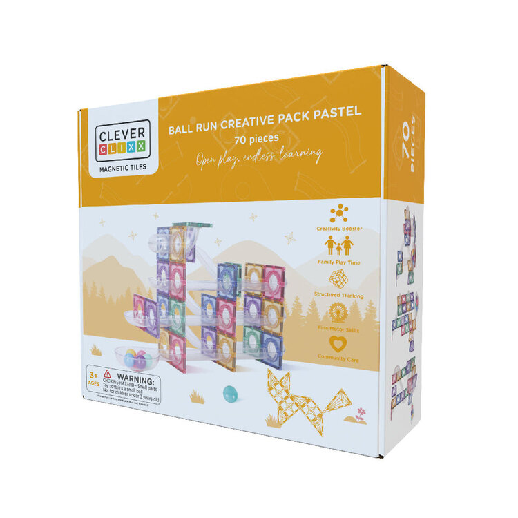 Cleverclixx Knikkerbaan ball run creative pack pastel 70 stuks