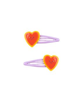 Tiny Cottons Heart hair clips set summer red