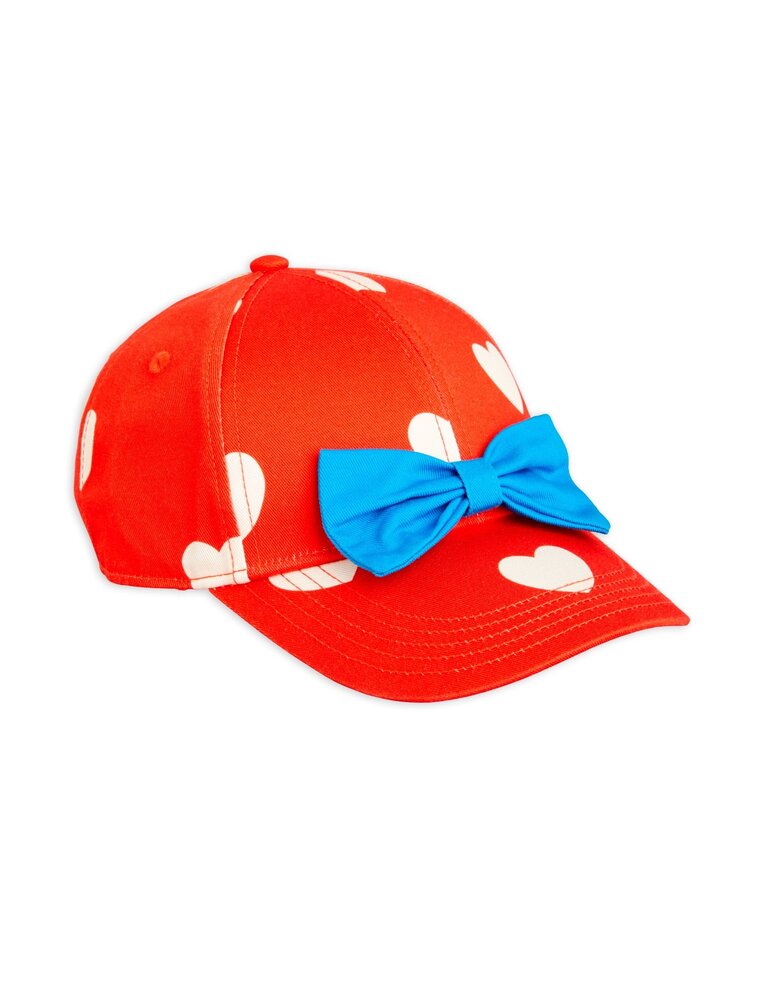 Mini Rodini Hearts aop bow cap red