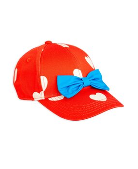 Mini Rodini Hearts aop bow cap red