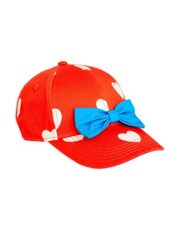 Mini Rodini Hearts aop bow cap red
