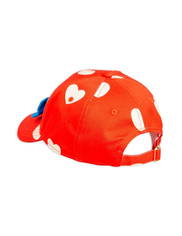 Mini Rodini Hearts aop bow cap red