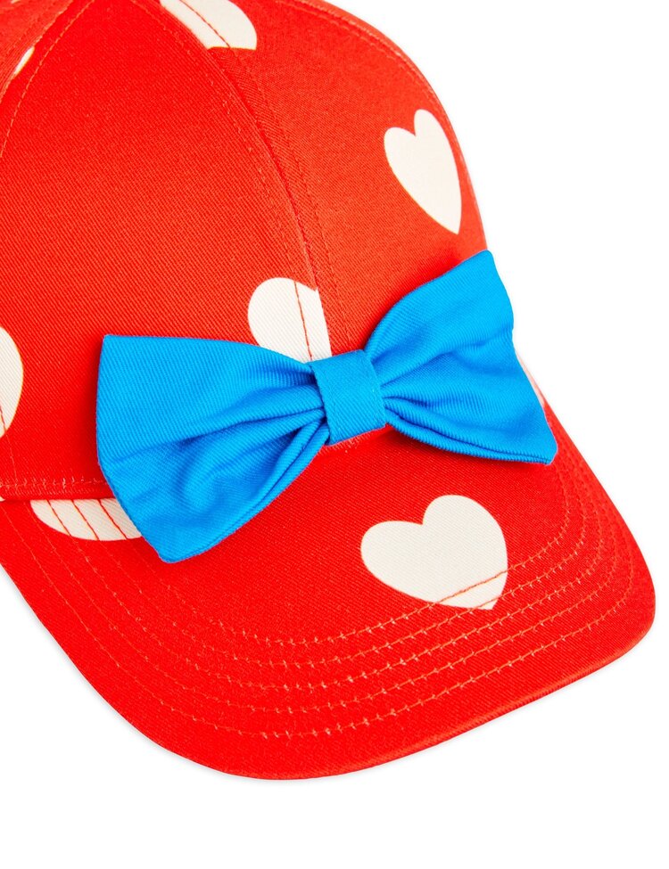 Mini Rodini Hearts aop bow cap red