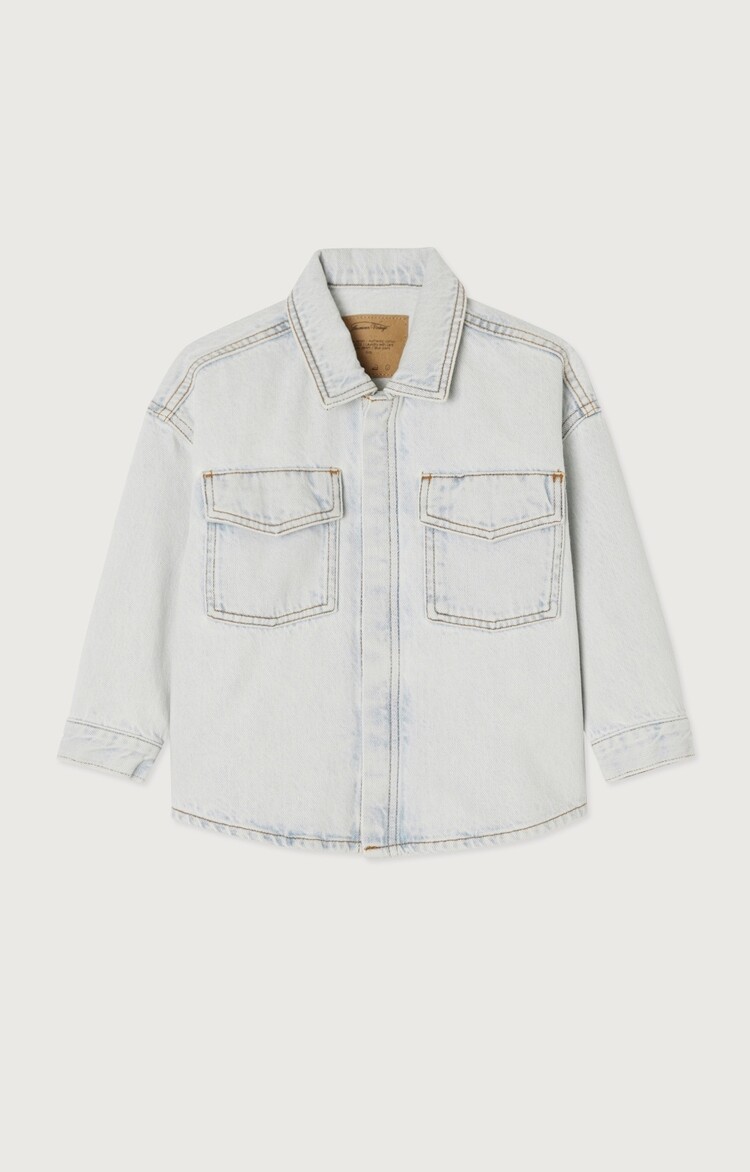 American Vintage denim blouse in lichtblauwe kleur