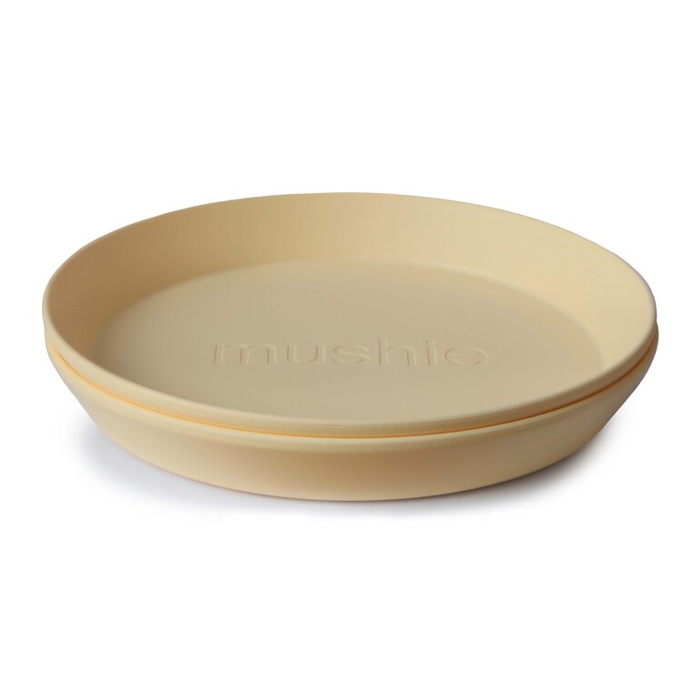 Mushie Set van 2 ronde borden  - pale daffodil