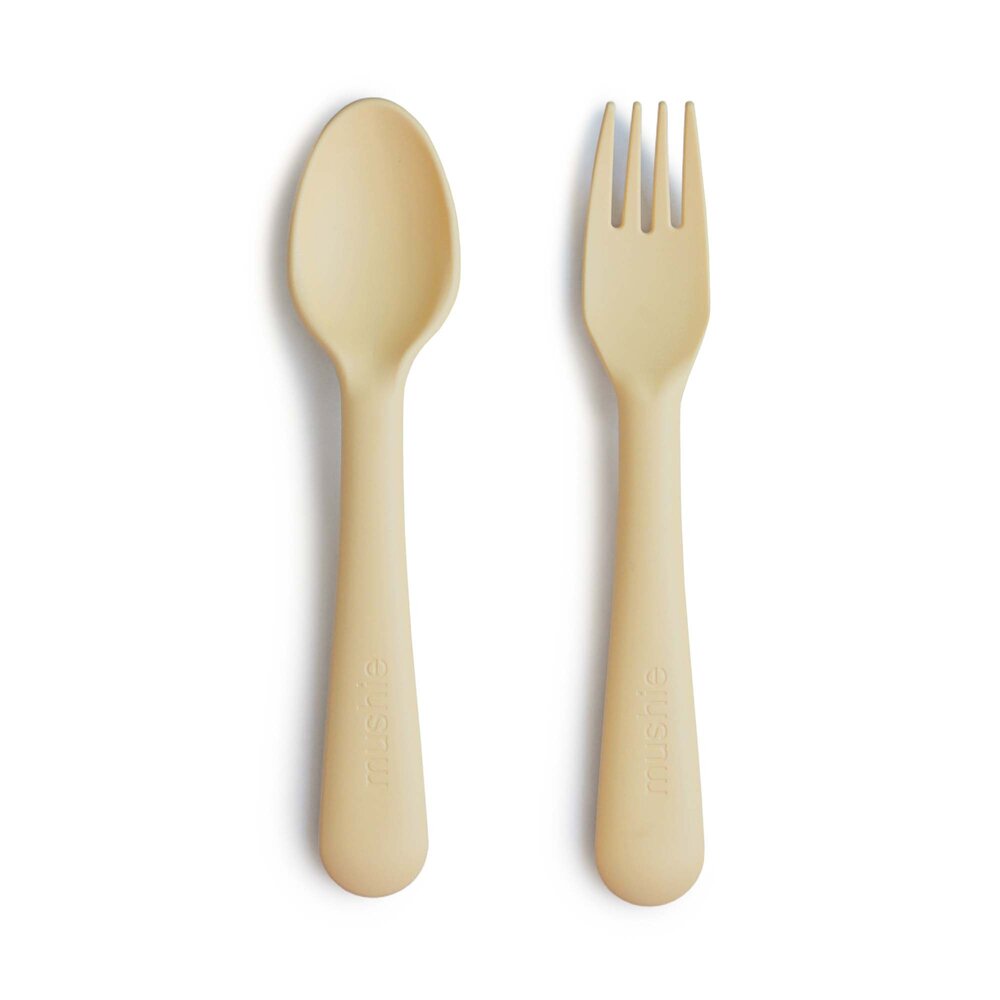 Mushie Fork and spoon set - pale daffodil Mushie Fork and spoon set - pale daffodil