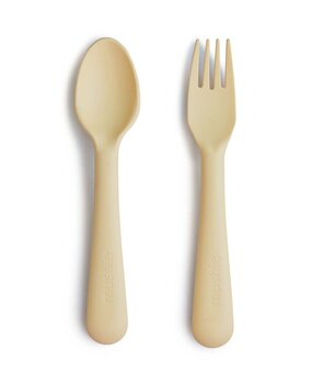 Mushie Fork and spoon set - pale daffodil