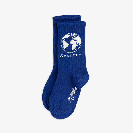 Mini Rodini Mini Rodini society 1-pack socks blue Mini Rodini Mini Rodini society 1-pack socks blue