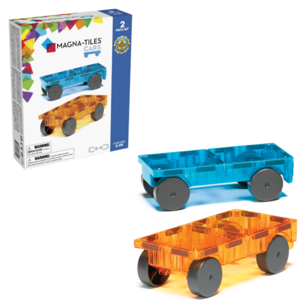 Magna Tiles Cars uitbreidingsset 2 stuks oranje & blauw
