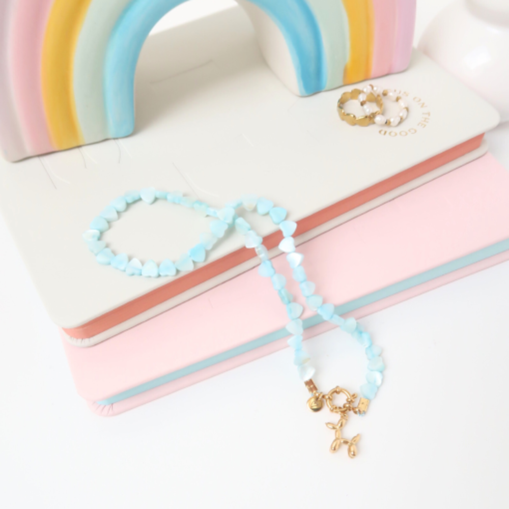 Love Issue Ketting seashelly hartjes blauw Love Issue Ketting seashelly hartjes blauw