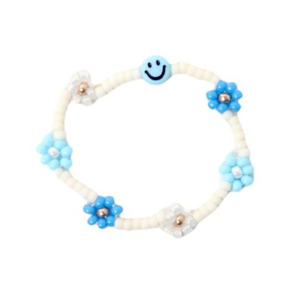 Love Issue Armband daisy smiley wit / blauw Love Issue Armband daisy smiley wit / blauw