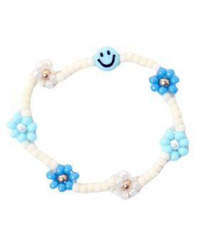 Love Issue Armband daisy smiley wit / blauw