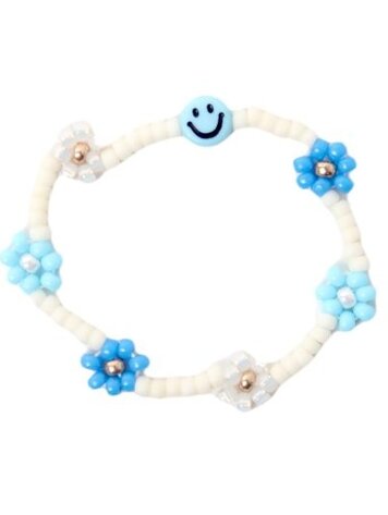 Love Issue Armband daisy smiley baby blue / ivory blue