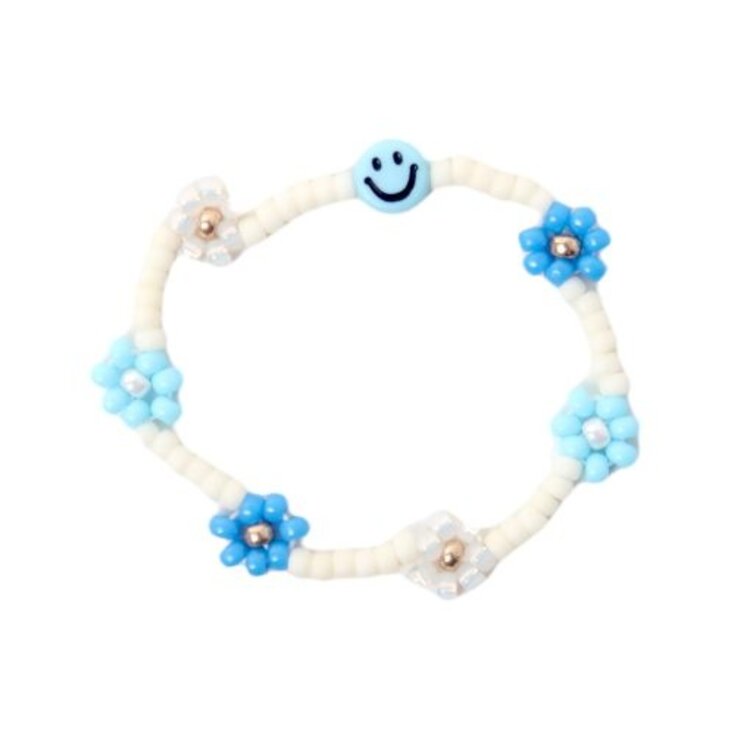 Love Issue Armband daisy smiley baby blue / ivory blue