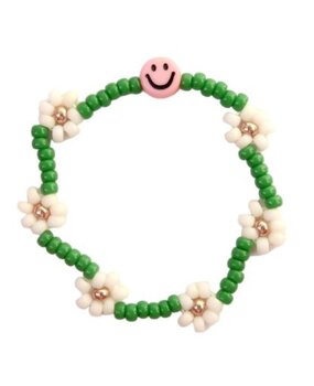 Love Issue Armband daisy smiley green / ivory