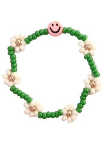 Love Issue Armband daisy smiley green / ivory